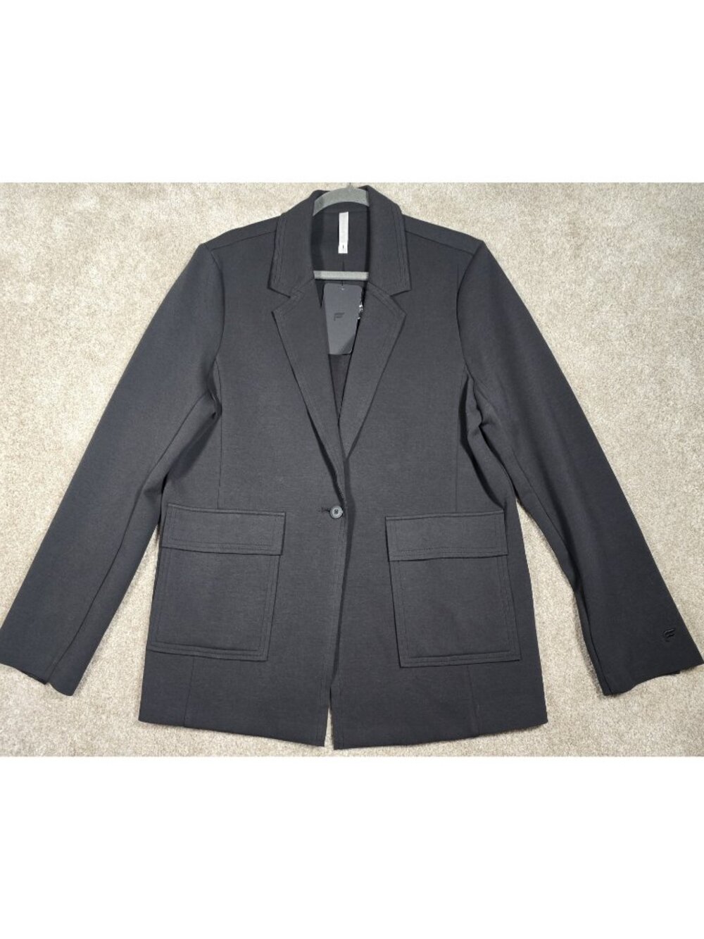 Fabletics Black Blazer Jacket Active Knit Business Casual Athleisure Women L New